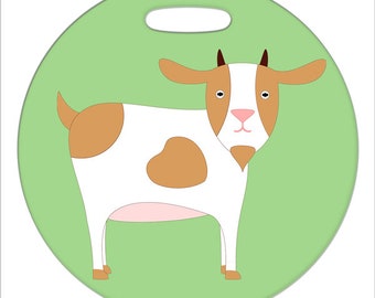 Luggage Tag - Goat - 2.5 inch or 4 Inch Round Plastic Bag Tag