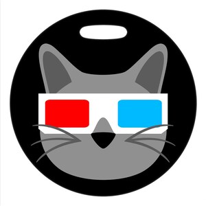 Étiquette à bagage - Lunettes 3D Movie Cat - Étiquette pour sac en plastique ronde de 2,5 pouces ou 4 pouces