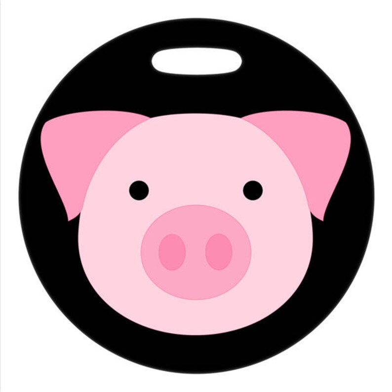 Luggage Tag Piggy 2.5 inch or 4 Inch Round Plastic Bag ID Tag image 1