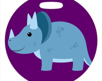 Triceratops - 4 Inch or 2.5 Inch Round Plastic Bag Tag