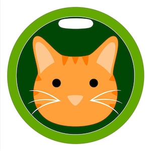 Bagagelabel - Orange Kitty Cat - 2,5 of 4 inch rond plastic bagagelabel