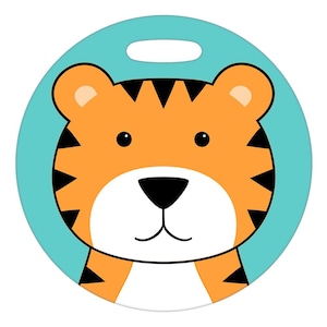 Bagageetikett - Tiger - Stor rund plastetikett i plast, 2,5 tum eller 4 tum