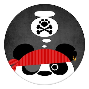 Bagagelabel - Pirate Panda - 2,5 of 4 inch rond groot plastic bagagelabel