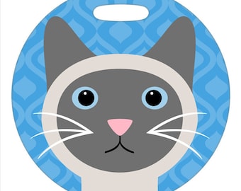 Luggage Tag - Blue Point Siamese - Round Plastic Bag Tag