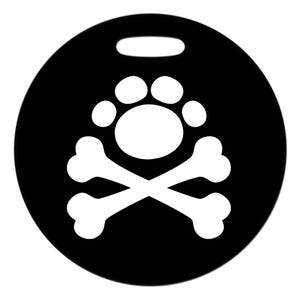 Bagagelabel - Paw and Crossbones - 2,5 of 4 inch rond plastic bagagelabel