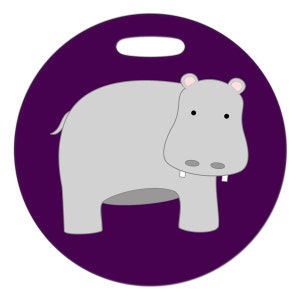 Luggage Tag Hippo 2.5 inch or 4 Inch Round Plastic Bag Tag image 1