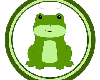 Luggage Tag - Cute Little Frog - 2.5 inch or 4 Inch Round Plastic Bag Tag