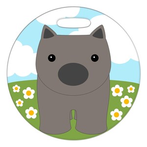 Bagageetikett - Wombat - Stor rund plastetikett, 2,5 tum eller 4 tum
