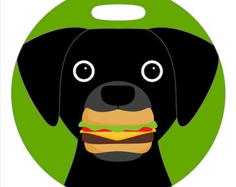 Luggage Tag - Cheeseburger Thief - Black Dog