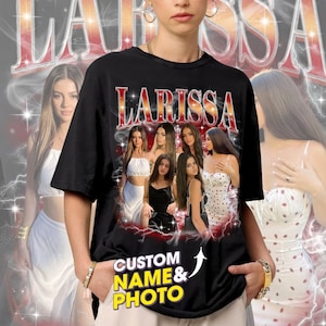 T-shirt de rap bootleg personnalisé rétro, chemise graphique vintage des années 90 de votre petite amie copain, chemise photo personnalisée, personnaliser votre propre bootleg