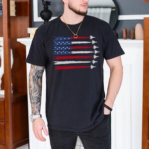 Patriotic USA Flag Fighter Jets Shirt, Red White Blue 4th of July Tee, Independence Day Air Show Shirt, America Pride Military Jet T-Shirt