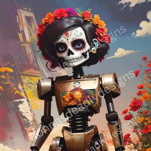 Halloween Tag der Toten Roboter Digitaler Download | Tag des Toten Roboters | Tag der Toten PNG | Mixed Media Bild Digitaler Download | Roboter