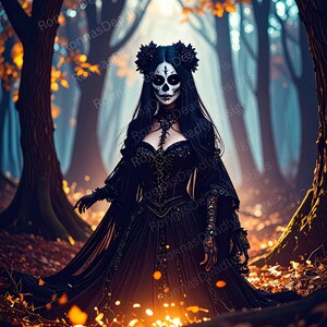 Gothic Halloween Tag der Toten Digitaler Download | Gothic Junk Journal Seite | Tag der Toten Gruselig Download | Gotischer Zuckerschädel PNG