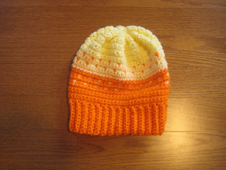 Adorable Irish Fair Isle Crochet Warm Winter Hat Cloche For Children Age 10-12 Years Yellow Pumpkin