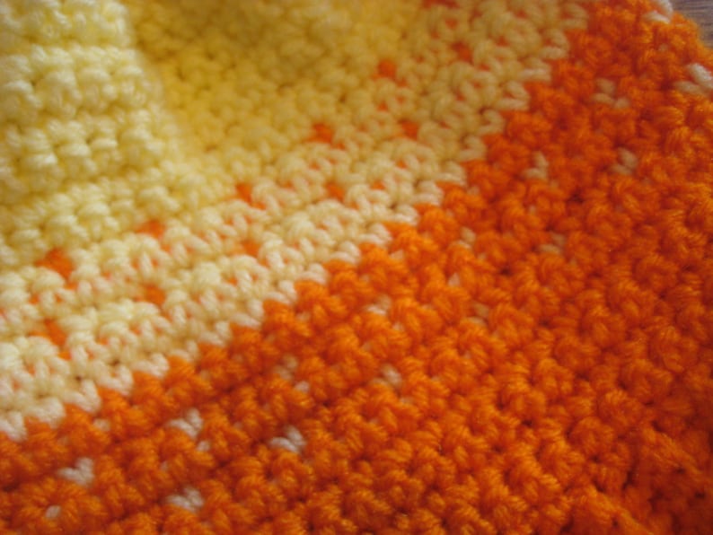 Adorable Irish Fair Isle Crochet Warm Winter Hat Cloche For Children Age 10-12 Years Yellow Pumpkin