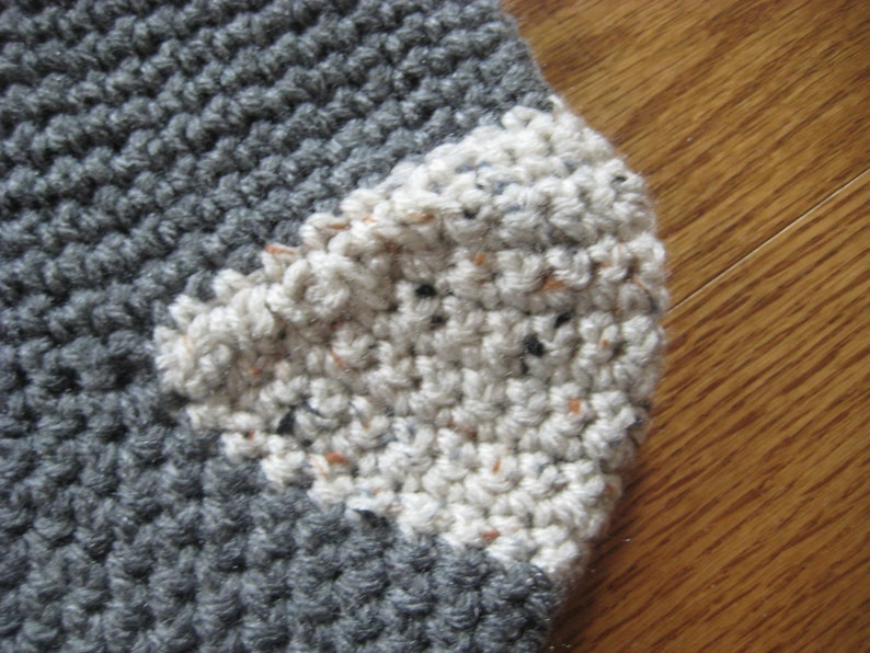 Solid Crocheted Holiday Christmas Stocking Gray Aran Fleck Cream