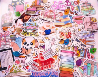 Book Vinyl Stickers | Cozy Reading, Journaling, Laptop Decor (2-3 Inch)