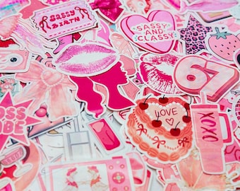 Pink Sticker Pack | Random Girly Pop Vinyl Decals | Party Favors Bundles | Sticker Collectors