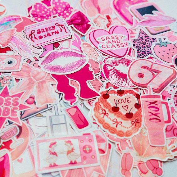 Pink Sticker Pack | Random Girly Pop Vinyl Decals | Party Favors Bundles | Sticker Collectors