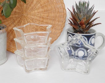 Vintage 1930s Star Shaped Clear Glass QUEEN ANNE Phoenix Custard Dessert Baking Mold Dishes Set of 4 Whimsical Cottage Farmhouse Celestial