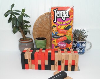 Rare Y2K Vintage Jenga Truth or Dare by Milton Bradley Hasbro in Box 2000 Party Game Balancing Block Nostalgia Board Game Complete MB