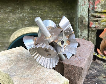 Vintage 1950s DRGM West German Metal Rolling Pastry Cutter MCM Farmhouse Cottage Kitchen Baking Gadget Decor Patina Midcentury Modern