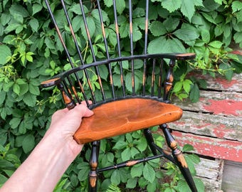 Vintage 1960s Two-Tone Wooden Windsor Style Doll Chair 15 Inches Tall Bohemian Boho Decor Farmhouse Cottage Pretend Play Nostalgia