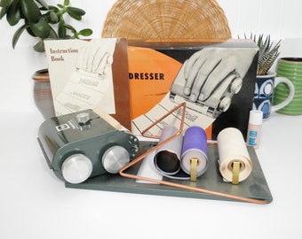 Vintage Heyer Portable Addresser Model 100 Midcentury Office Supply Complete in Box 1950s 50's Stamps Prints Chicago