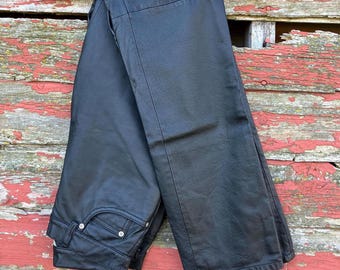 Vintage 90's High Rise Genuine Black Leather Straight Leg Pants Newport News Sz. 6 Gothic Goth Steampunk Streetwear Punk Small Fully Lined