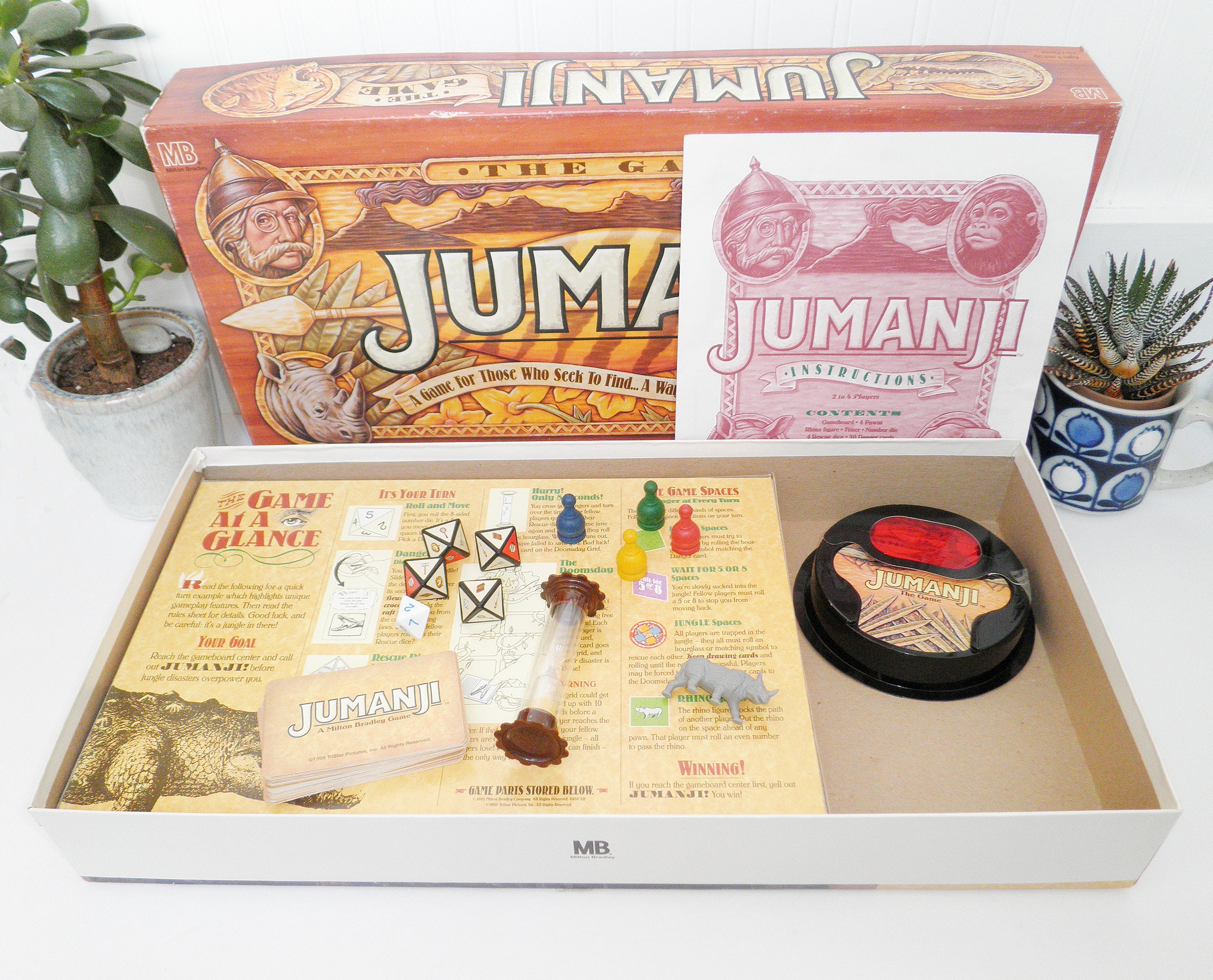 Vintage 1995 Original JUMANJI Board Game Milton Bradley COMPLETE 