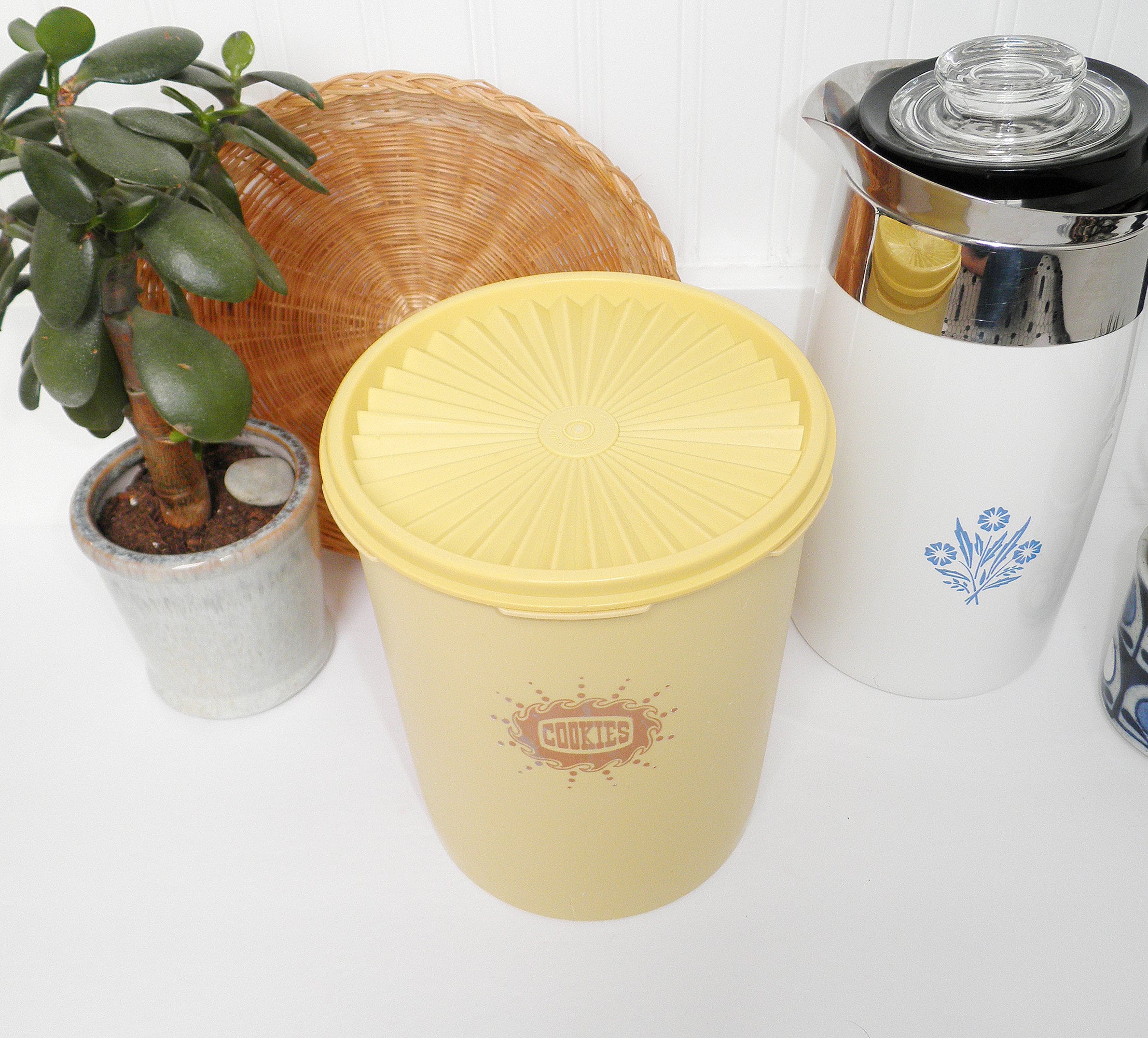 Rare Vintage Tupperware Yellow COOKIES Servalier Storage Container With ...