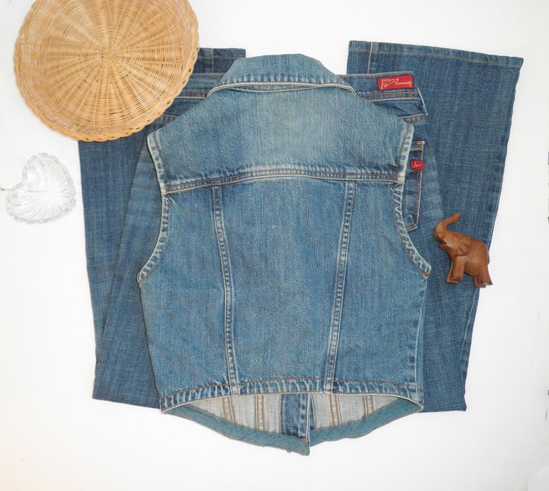 Vintage 1990s LUX 100% Rigid Cotton Vest Urban Outfitters 90's Button Front Jean Whimsigoth Cottagecore Size Small Alexa Sunshine Nostalgia imagem 2