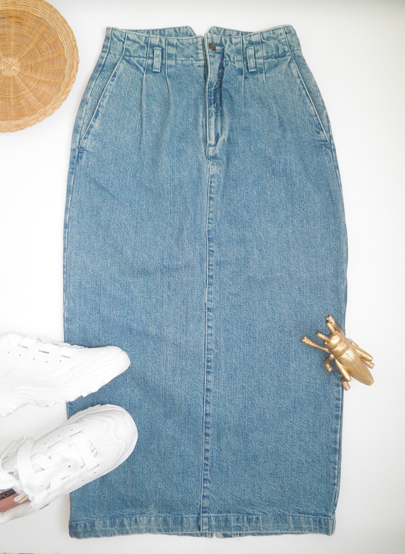 Vintage Banana Republic Safari 80's DENIM Midi Hig