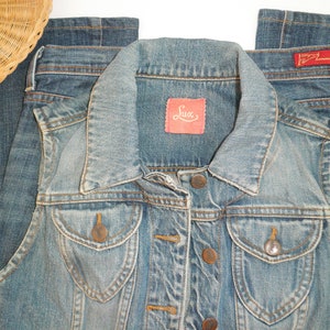 Vintage 1990s LUX 100% Rigid Cotton Vest Urban Outfitters 90's Button Front Jean Whimsigoth Cottagecore Size Small Alexa Sunshine Nostalgia imagem 7
