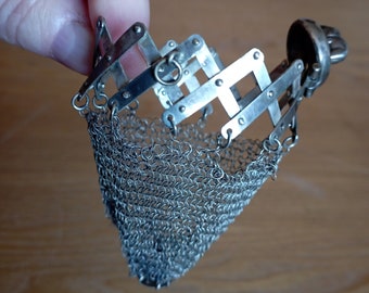 Victorian Chatelaine coin purse, silver mesh purse from the 1920s