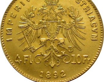 Moneda de oro de 4 florines austríacos de 1892