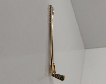 Golf Club Tie Clip made from 18k Gold from the 1980s, Perfect Gift for Golf Enthusiasts