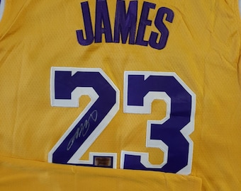 Lebron James Los Angeles Lakers #23 SIGNED Home Yellow Gold NIKE SWINGMAN Jersey Hologram with On-Line Authentication