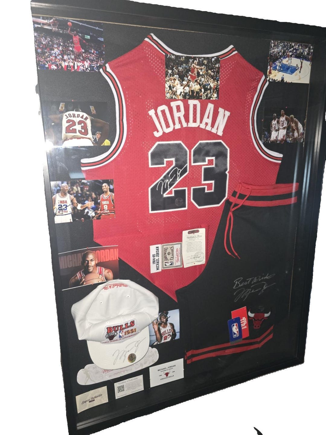 Michael Jordan #23 Chicago Bulls 3-signatures Home Red Jersey