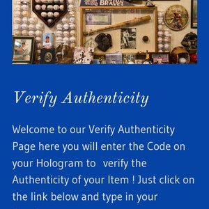 Puede incluir: Una p&aacute;gina web azul con el texto "Verificar autenticidad" y un enlace para verificar la autenticidad de un art&iacute;culo. El enlace es https://c1abc908.caspio.com/dre7000043546ee4c444d78868a.