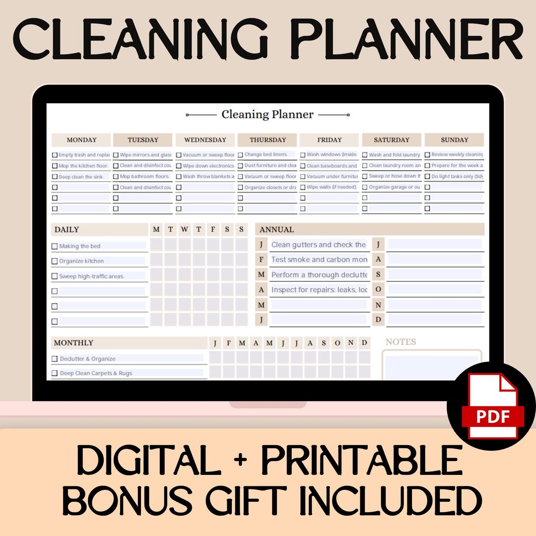 Editable Cleaning Planner Printable Template for Family Chore Chart ...