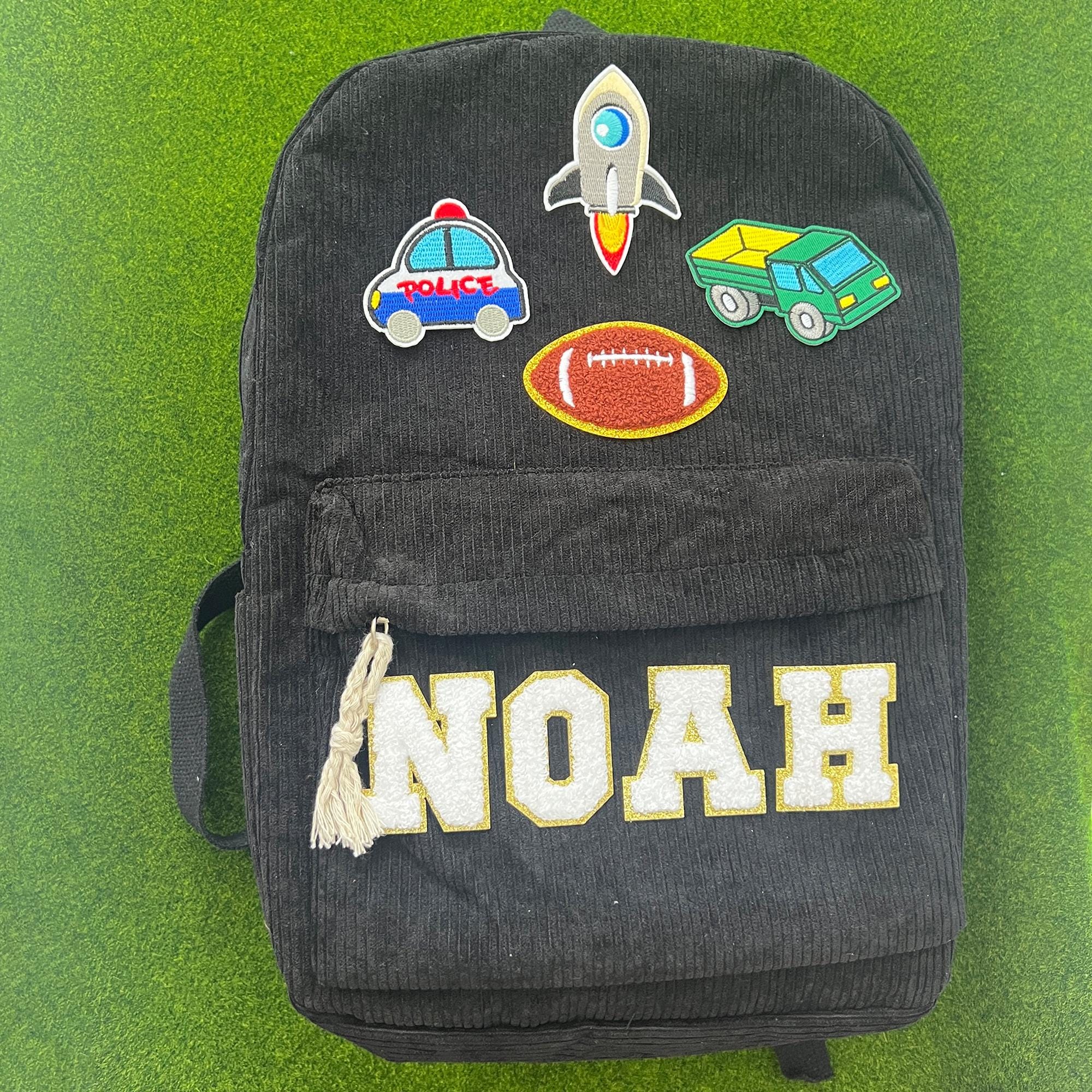 Custom Corduroy Patch Backpack: Personalized Chenille Name and Patch ...