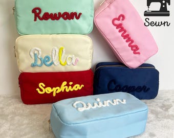 Personalized Nylon Makeup Bag: Custom Chenille Yarn Name Pouch X-Large