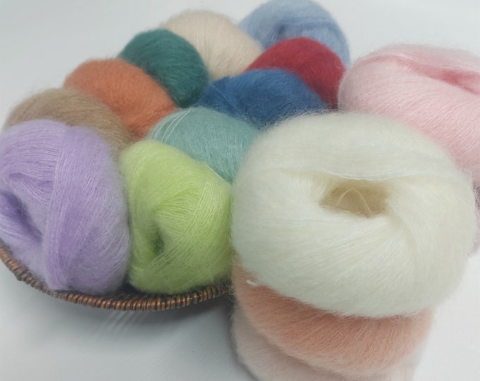 28 Colours Mohair Silk Yarn, Garnstudio Drops Design Knitting Yarn, Lace Yarn, Kid Mohair Wool