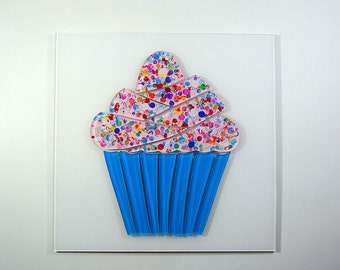 modern cupcake wall sculpture