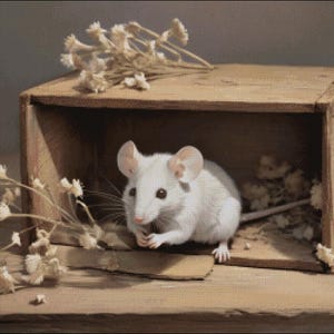 Rato na caixa velha flores Padrão de ponto cruz Pontos: 370 x 250 Padrão de bordado à mão Gráfico de ponto cruz em PDF Cores DMC Padrão em PDF