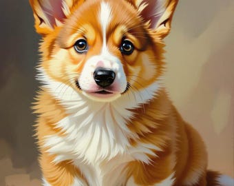Patrón de punto de cruz para retrato de cachorro Corgi: Bordado a mano (Patrón PDF)