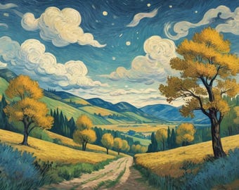 Patrón de punto de cruz «Paisaje otoñal de Van Gogh» (PDF)