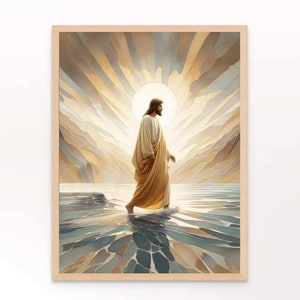 Saviour&#39;s Walk on Water, Christian Wall Art, Jesus Walking on Water Art, Picture of Jesus Painting, LDS Art, Bible Art, Christian Painting