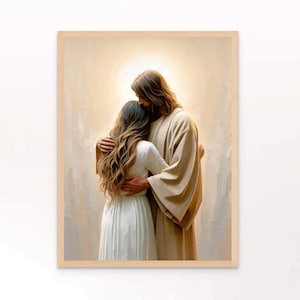 Loved by Christ, Christian Painting, Jesus with Woman, Jesus Painting, LDS Painting, Bible Art, Jesus and Girl, Jesus Wall Art, Jesus Prints